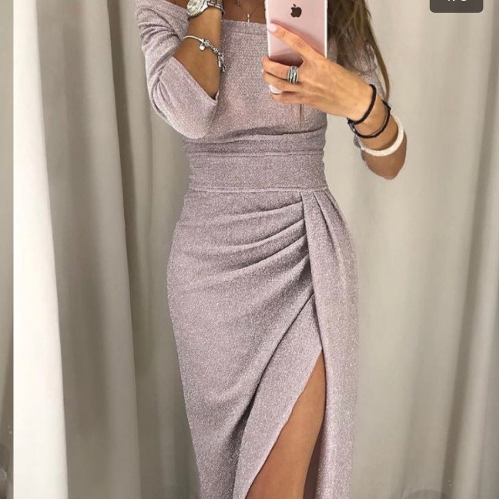 Light purple off the shoulder dress